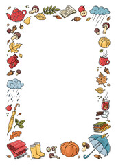 Autumn doodles. Hand drawn set of sketches. Isolated objects on white background. Set of cute stickers for daily planner