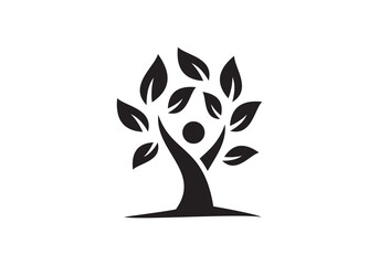 tree people logo design. simple creative icon vector illustration.