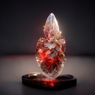 A red and white magical stone Created using generative AI tools