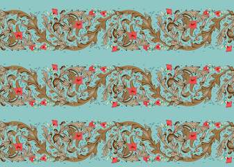 Seamless Paisley Indian Silky boder Abstract boder