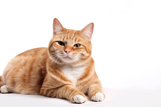 cute orange cat isolated on white created with Generative AI technology