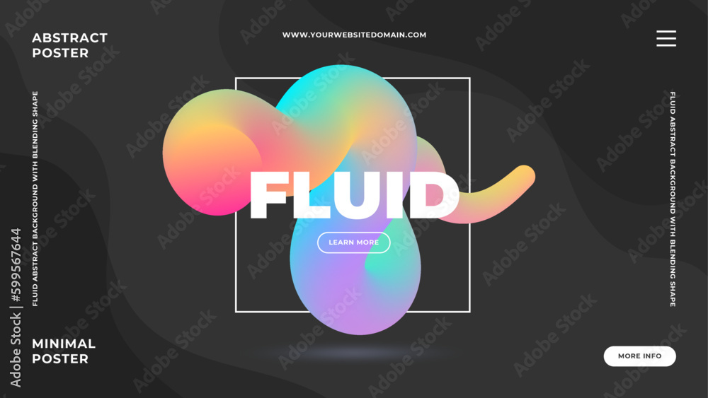 Poster abstract 3d fluid modern template. fluid color abstract typography slide. blending neon wave and edi