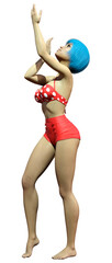 3D Rendering Pinup Girl on White