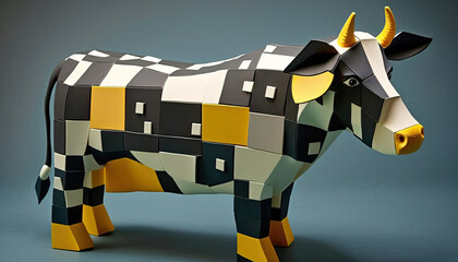 Puzzle block in cow shape created with Generative AI technology