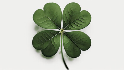 Four Leaf Clover on white created with Generative AI technology