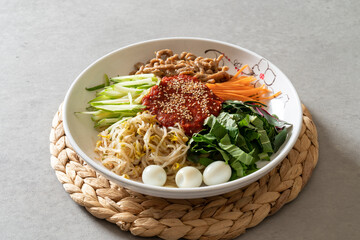 Korean food dish meal kimchi soup soy bean paste soup Grilled Pork Belly Spicy Mixed Noodles Spicy jjolmyeon cold bean-soup noodles