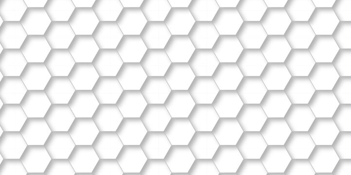 Seamless pattern of white hexagon 3d background with hexagons backdop. Abstract background with hexagons. Hexagonal background with white hexagons backdrop wallpaper with copy space for text. © MdLothfor