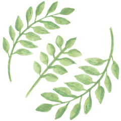 Naklejka premium Set of green watercolor plant elements for wedding invitation