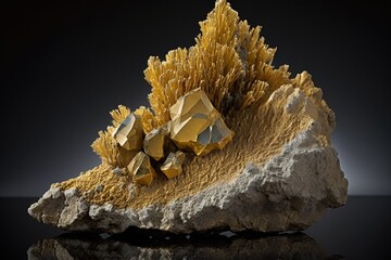 gold nugget, gold rock mineral created with Generative AI technology