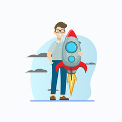 Business Marketing illustrations. Men taking part in business activities. Trendy vector style isolated in white background.