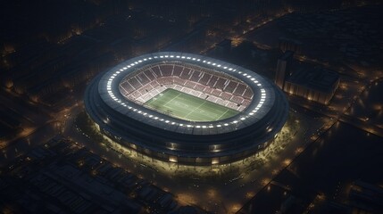 Football arena, with bright lights on. Generative Ai