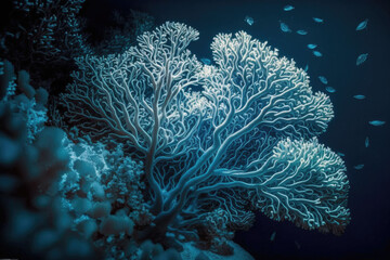 Blue coral under the ocean created with Generative AI technology