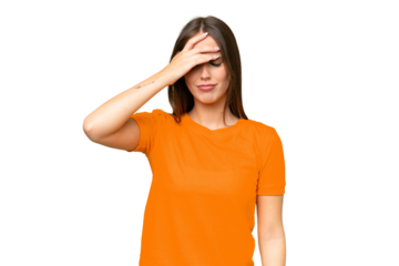 Young pretty caucasian woman over isolated background with headache