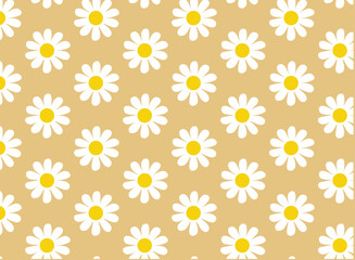 Daisy Flower Seamless Pattern  On Vintage Background Color. and daisy icons	
