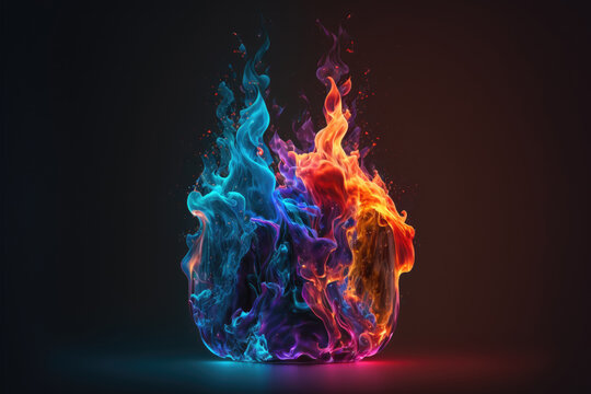 colorful flames isolated created with Generative AI technology