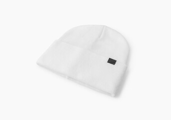 Knit Hat Isolated on White. Ski Snowboard or Snowboarding Hat Beanie. Winter Sports Bobble Hat Topped. , 3D illustration, 3D rendering. Mockup
