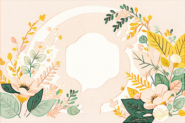 Elegant and beautiful floral greeting card and landscape illustration