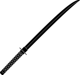Katana sword silhouette, flat vector illustration