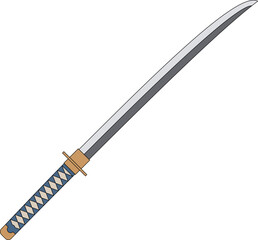 Naklejka premium Katana sword, colored flat vector illustration