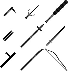 Set of Japanese weapon silhouettes