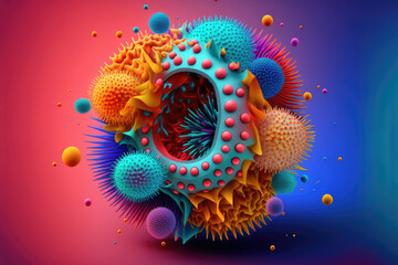 abstract colorful art of virus created with Generative AI technology