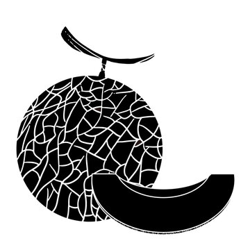 recommend clip art: カットしたメロンのシルエットイラスト素材