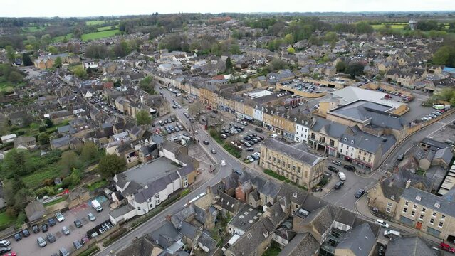 Chipping Norton Oxfordshire UK establishing shot drone aerial view