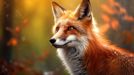 A portrait of a red fox in the forest. Generative AI 