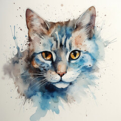 cat with watercolor, illustration