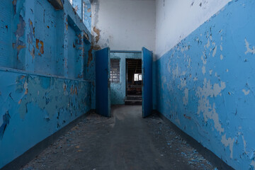 abandoned old school corridor