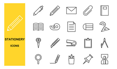 Set of stationery icons, vector illustration