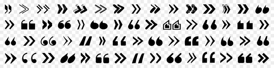 Black quote mark symbol collection. Set of black quote mark