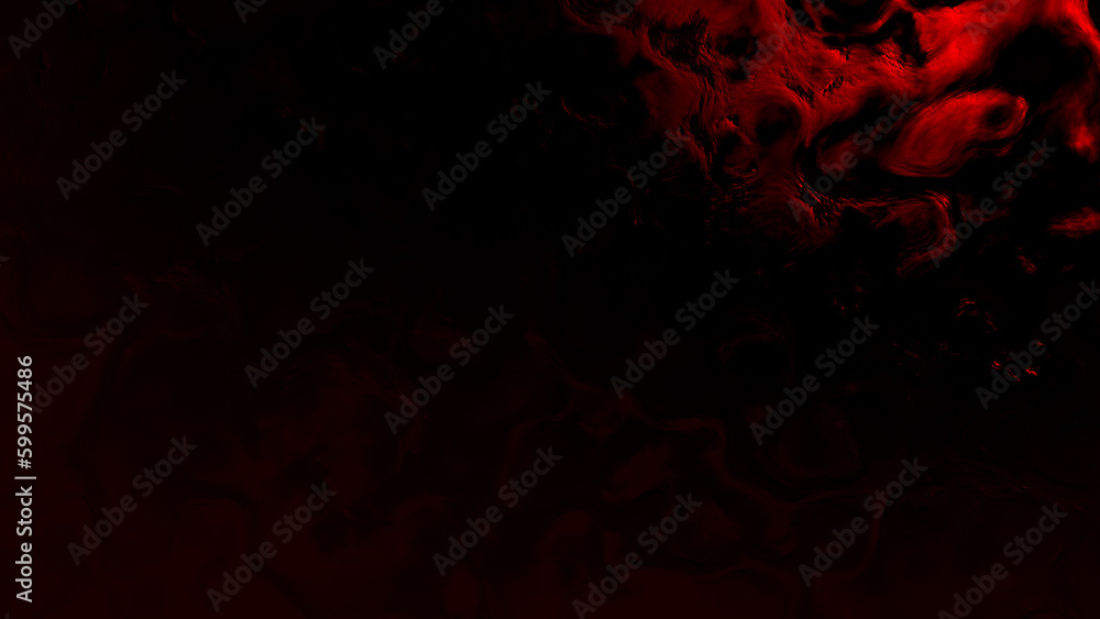 Poster red dark shaded bio contour forms - abstract 3d rendering