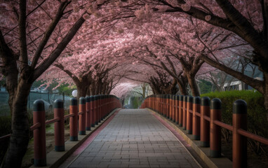 Fototapeta na wymiar sakura walkway created with Generative AI technology