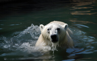 polar bear dove into the water created with Generative AI technology