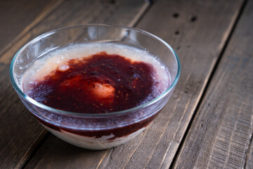 homemade gourmet cold strawberry taho 