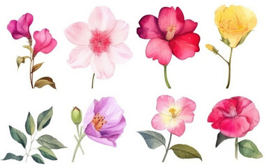 Fototapeta na wymiar flower watercolor created with Generative AI technology