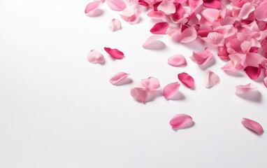 sakura petals scattering white background 
created with Generative AI technology
