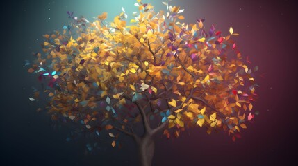 tree with colored leaves. Generative AI