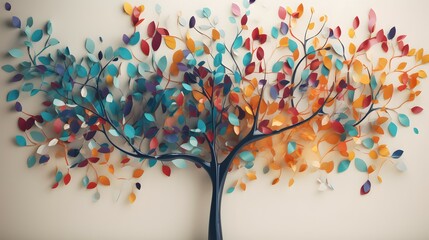 tree with colored leaves. Generative AI