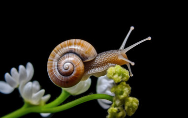 snail on flower close up isolated created with Generative AI technology