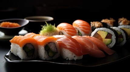 sashimi and sushi created with Generative AI technology