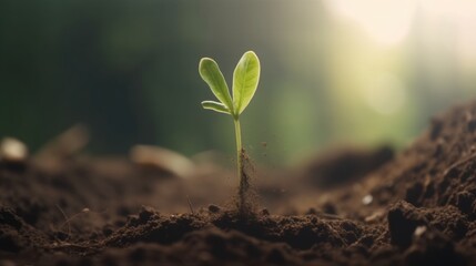 young plant on ground created with Generative AI technology