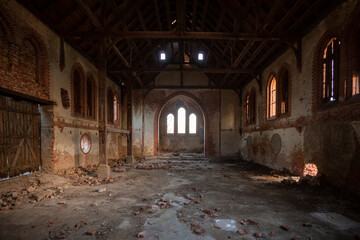 Fototapeta na wymiar hall of the abandoned church