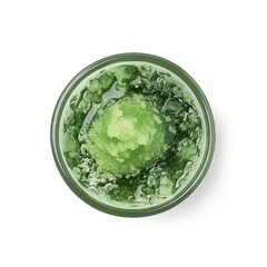 top view of ice matcha green tea isolated created with Generative AI technology