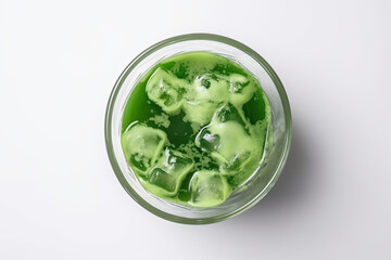 Obraz premium top view of ice matcha green tea isolated created with Generative AI technology