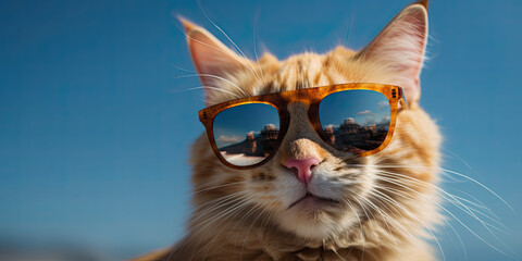 orange cat with sunglasses created with Generative AI technology