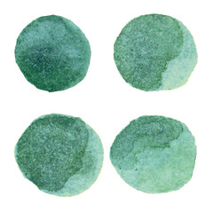 Set of turquoise watercolor circle splashes logo background