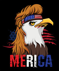 Merica USA Eagle With Headband And Mullet
