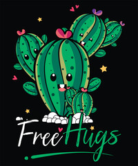 Free Hugs Cute Cactus Saying